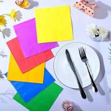 1 stuk kleine tissue servetten, uitgevouwen afmetingen 25*25 cm [gevouwen afmetingen 12,5*12,5 cm], wegwerp feestartikelen, effen roze, groene, blauwe tissue papieren servetten, enkellaags bedrukt enkelzijdig papieren servet