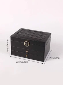 1/2/3 层带锁珠宝盒，项链、戒指、耳环展示珠宝收纳盒 - 綠色 - 查看 3