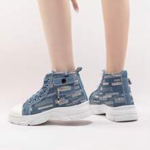 Damskie buty z grubej podeszwy, modne i uniwersalne, z płótna, losowe wzory kwiatowe, lekkie, oddychające, z płótna, sportowe trampki na co dzień, duże rozmiary dla kobiet i par