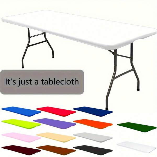 BRISCOES HOMEWARE 1pc Polyester Stretch Rectangular Tablecloth With Partial Drape, Wrinkle Resistant Washable, Suitable For Tabletop, Wedding, Shower, Birthday, Bachelor Party, Kitchen, Restaurant, Christmas, Halloween, New Year Winter Decoration