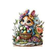 Easter Rabbit Ornament 2D Flat Acrylic Decorations Easter Eggs Bunny Desktop Decor Ornament Crafts - Colorful - View 2