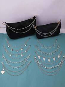 1 件双层包链手提包装饰链蝴蝶/心形/星星钥匙扣装饰吊坠单肩包链带包包配件女士礼物，金属链包吊坠服装/箱包配件 - 彩色 - 查看 5