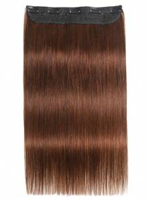 #4 Real Human Hair Extensions Chocolate Brown One Piece Silk Straight Clip In Hair Extensions Light Brown Color With 5 Clips - S4 - View 4