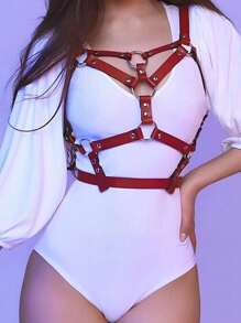 1 件女士红色性感哥特式抹胸短款上衣，适合夜店派对和庆典 - 紅色 - 查看 3