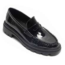 Women's Flat Loafers With Decorative Buckle And Thick Sole - Black-7295 - View 2