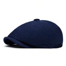 Retro British Plaid Octagonal Cap Men, Autumn/Winter Fashion Beret Cap, Korean Style Newsboy Hat