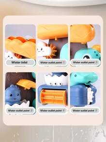 1 件儿童洗澡玩具，适合婴儿浴缸水上玩具，带吸盘互动浴缸洗澡玩具，适合儿童在浴缸中玩耍，可爱卡通恐龙造型，水轮翻板，水上游戏，洗澡玩具，儿童浴缸互动玩具，男孩女孩节日/生日礼物（部分配件颜色随机）