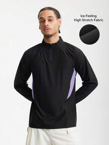 INFLATION Men 2025 Spring/Summer New Windproof Cycling T-Shirt, Lightweight Moisture-Wicking Long Sleeve Mock Neck Sports Outdoor, Fall