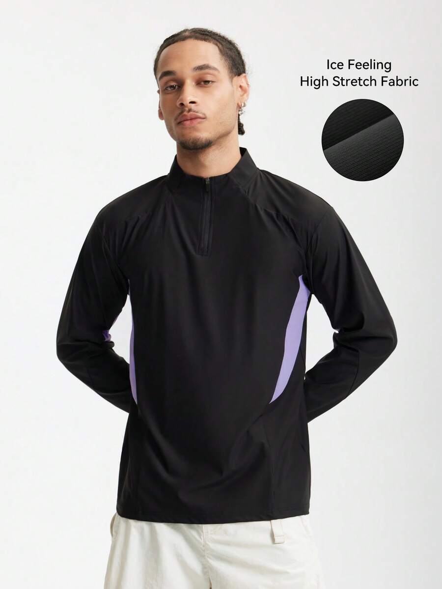 INFLATION Men 2025 Spring/Summer New Windproof Cycling T-Shirt, Lightweight Moisture-Wicking Long Sleeve Mock Neck Sports Outdoor, Fall