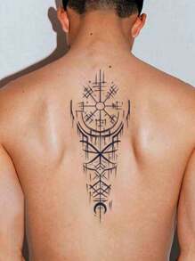 4pcs Set Viking Tribe Faux Temporary Arm Waterproof Tattoo Sticker Pack, Vintage Body Art