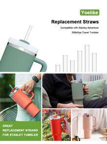 6 包替换吸管适用于 40 盎司 30 盎司 20 盎司 14 盎司探险旅行杯，可重复使用闪光吸管带刷子与 Cup 马克杯配件兼容 - 彩色 - 查看 7