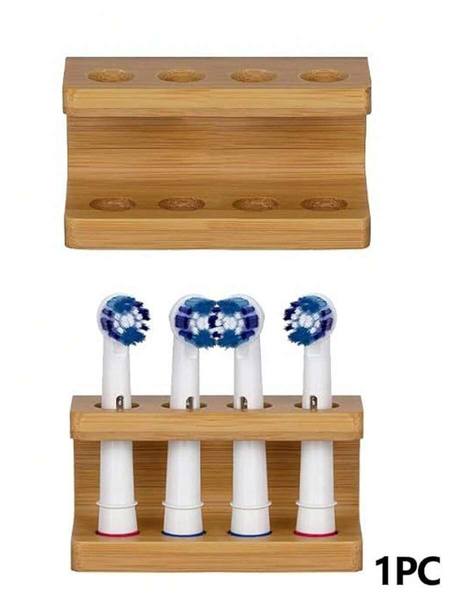 1 pieza Soporte para cepillo de dientes de bambú, estantería de almacenamiento independiente de bambú, organizador de cepillo de dientes de bambú adecuado para el baño, accesorio para baño porta cepillos de dientes, versátil (2/4 ranuras)
