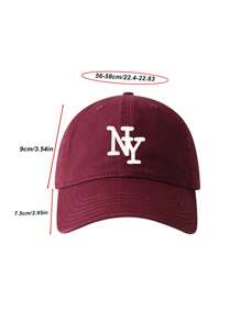 1pc Embroidered NY Letter Baseball Cap, Adjustable Outdoor Sun Hat, Suitable For Spring, Autumn, Travel, Beach, Y2K Style For Youth