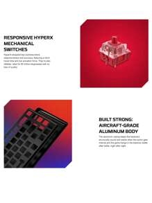 Teclado mecánico de juego HyperX Alloy Origins 104 BPT Keys con interruptores rojos RGB y retroiluminación - Negro - Ver 3