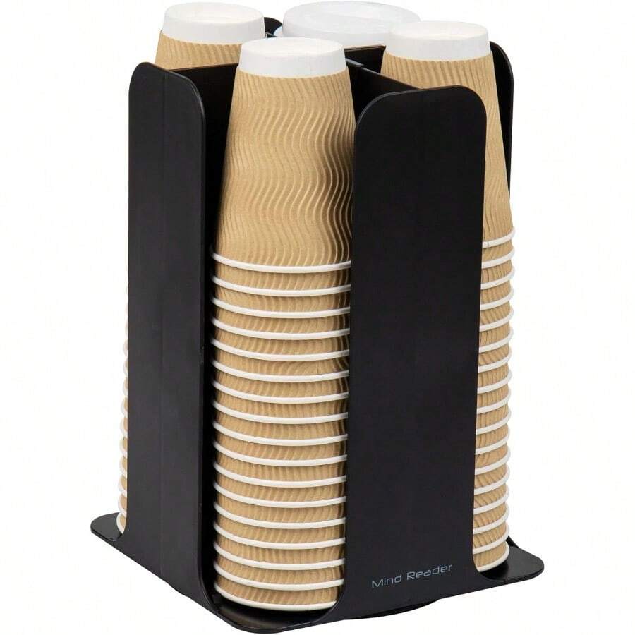 Mind Reader Lid Carousel, Countertop Org Coffee Bar, Beverage Cup Holder, Plastic, L X 7.75" W X 11.5" H, 7.75 X 12 X 7.75, Black - 黑色 - 查看 1