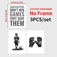3pcs/Set Customizable Soccer Goalie Canvas Art Prints, Personalized Frameless Canvas Posters, Football Jersey & Gloves Design, Ideal For Boys Bedroom, Living Room, Hallway Decor,Gift. Gifts Birthday Graduation - Multicolor - View 4