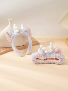 1pc Deer Horn Headband/Hair Hoop, Soft Plush Deer Ear Hair Hoop/Headband, Simple Women Makeup Wash Face Hairband, Won't Damage Hair, Suitable For Long/Short Hair, Home, Face Mask, Costume