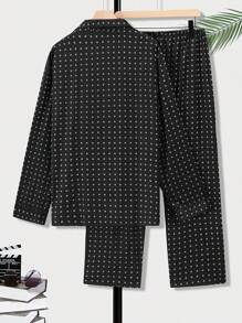 New Men's Fashion Casual Long Sleeve Long Pants Pajama Set