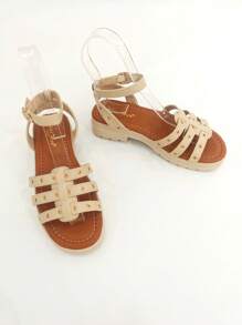 Sandalias chunky negras con tiras para mujer REVREAL, sandalias de verano con estilo para mujeres - Beis - Ver 3