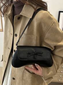 Retro Bowknot Decoration Flap Armpit Bag Asymmetric And Simple Shoulder Bag, Suitable For Shopping, Wallets, Shopping, Young Women, College Students, Newcomers, White-Collar Workers. They Are Very Suitable For Offices, Universities, Work, Business, Commuting, Outdoor Activities, Travel, And Outings