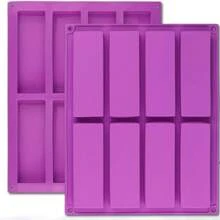 8 Cavity Granola Bar Mold, Rectangle Silicone Chocolate Mold Candy Bar Mold For Baking Cereal Energy Bar, Protein Bar, Brownie, Cheesecake - Purple - View 10