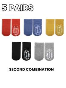 5 par wielokolorowych skarpetek antypoślizgowych dla niemowląt i dzieci, miękkie, kropkowane, gumowe skarpetki dla maluchów, odpowiednie do noszenia w pomieszczeniach i na co dzień