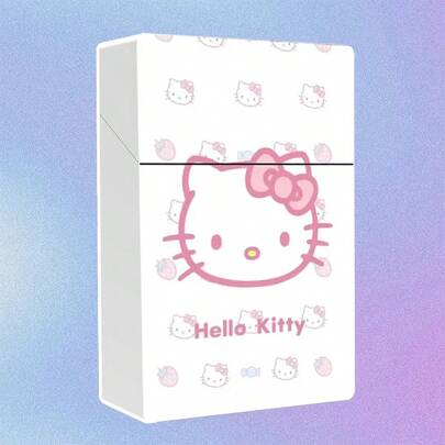 Sanrio 1 件 Hello Kitty 20 支容量防压防潮烟盒，卡通猫主题便携式烟草储存架，无需电池
