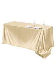 1 pièce, Nappe en satin, Housse de table satinée, Couverture de table en soie rectangulaire pailletée, décorations de table en tissu lisse pour événements, fêtes de banquet de mariage, couleur champagne, décoration de la chambre - Or champagne - Voir 16