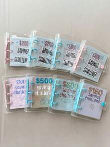 储蓄活页夹，挑战储蓄活页夹信封（1000美元），可重复使用的预算笔记本，带现金信封，哑光封面，现金储蓄挑战笔记本活页夹，旅行收纳包，化妆包，度假收纳包，用于追踪自定义目标和奖励财务策略，现金信封钱包和规划系统，适合居家、送礼、度假和节日（万圣节、圣诞节）等场合。 - 彩色 - 查看 10