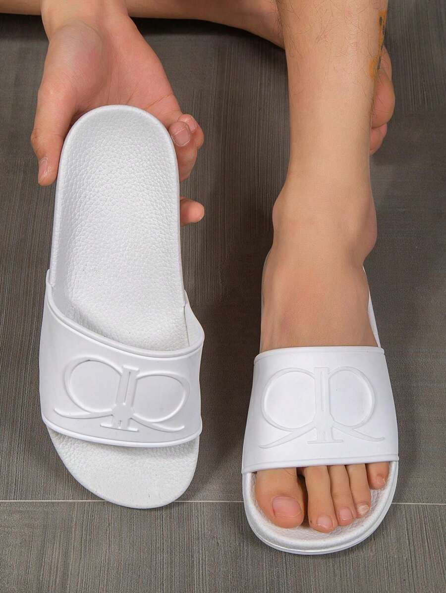 Summer Fashion Men's Outdoor Beach Flip Flops, Blue Drip Molding Slippers, Non-Slip Indoor Sandals - White - View 1