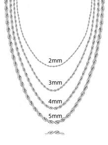 Collar de acero inoxidable con baño de vacío de diseño con giro, cadena cubana de estilo hip hop, en color dorado, plateado y negro, de 2mm, 3mm, 4mm y 5mm, adecuado para el uso diario de los hombres, regalo de fiesta, regalo de Pascua, accesorio de joyería popular para combinar con atuendos diarios, regalo para fiestas, bodas, celebraciones, estilo punk, formal, trajes de oficina, regalo de Pascua, adecuado para celebraciones, bodas y accesorios casuales