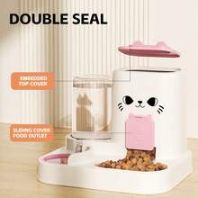 1pc Ceramic Dual-Bowl Cat Lover And Cat Mom Love & Dog Lover And Dog Mom Love Feeding Dish With Automatic Cat/Dog Lover Gift And Dog/Cat Mom Love Pet Food & Water Dispenser - Multicolor - View 3