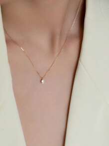 1 pieza Collar con colgante de circonita cúbica creativa de plata de ley 925, elegante para uso diario de mujeres, joyería nupcial, festivales, regalo de fiesta