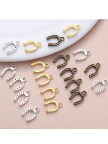 100pcs/30pcs Exquisite Horseshoe Pendant For Women Bracelet Necklace Jewelry Making - Multicolor - View 1