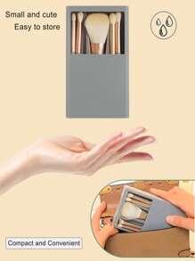 Estuche de brochas de viaje, conjunto de mini brochas portátil con caja y espejo, estuche de brochas pequeño y completo perfecto para salir