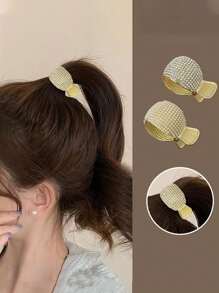 1 件优雅马尾辫夹闪亮水钻发夹，仿珍珠发夹复古发夹，适合女性和日常使用，优雅万圣节发饰家居浴室装饰