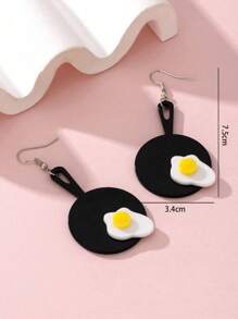 1 Pair Novel Fried Egg & Frying Pan Design Women's Stud Earrings - Multicolor - View 4
