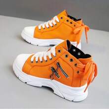 New Fashionable Women Canvas Shoes, & Versatile Casual Outdoor Sports Running Shoes, Breathable Side Zipper Platform