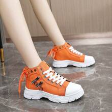 New Fashionable Women Canvas Shoes, & Versatile Casual Outdoor Sports Running Shoes, Breathable Side Zipper Platform