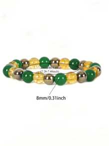 Brazalete unisex atrayente de dinero - pulsera de cuentas de 8mm de aventurina verde, citrino y pirita, joyería espiritual de riqueza y abundancia para mujeres y hombres, que aporta suerte y felicidad