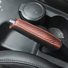 Carbon Fiber Style Car Hand Brake Cover Universal Car Handbrake Sleeve PU Leather Cover Anti-Skid Auto Parking Brake Protection