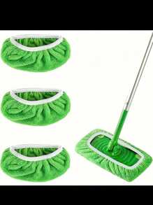 4 件装可洗超细纤维拖把垫，适用于干湿地板清洁，易于安装，必备家居清洁用品，园艺工具 - 彩色 - 查看 4