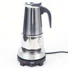 Electric Stovetop Espresso Maker Greca Coffee Maker Moka Pot Stainless & 9 Cups