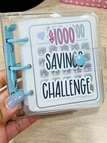 储蓄活页夹，挑战储蓄活页夹信封（1000美元），可重复使用的预算笔记本，带现金信封，哑光封面，现金储蓄挑战笔记本活页夹，旅行收纳包，化妆包，度假收纳包，用于追踪自定义目标和奖励财务策略，现金信封钱包和规划系统，适合居家、送礼、度假和节日（万圣节、圣诞节）等场合。 - 彩色 - 查看 3