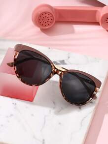 Polarized Sunglasses For Men & Women, Retro Cat-Eye Frame, Leopard Print, Bohemian Style Plastic Fashion Glasses, Classic Design For Outdoor Sports, Cycling, Travel, Beach, Driving, Fishing, UV Protection Fashionable Shade Elegant Outfit Family Outings Travel Vacation Holiday For Summer Beach Vacation,Outdoor,Travel - 黑色 - 查看 3