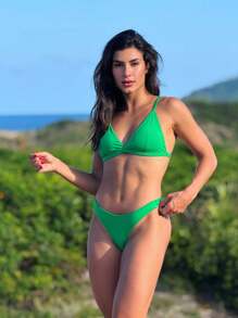 PLAIN GLIDING BIKINI - Green Flag - View 5