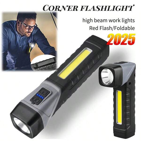 Work Light Fully Upgraded Glare Flashlight Rechargeable Working Lamp Hand-Held But At The Corner Task Light Waterproof Powerful