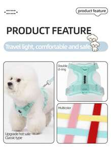 Set ajustable de arnés y correa para perros pequeños tipo oso de peluche, arnés de pecho transpirable para mascotas, correa linda y sin tirones para perro, cuerda antideslizante para pasear a la mascota al aire libre, camping
