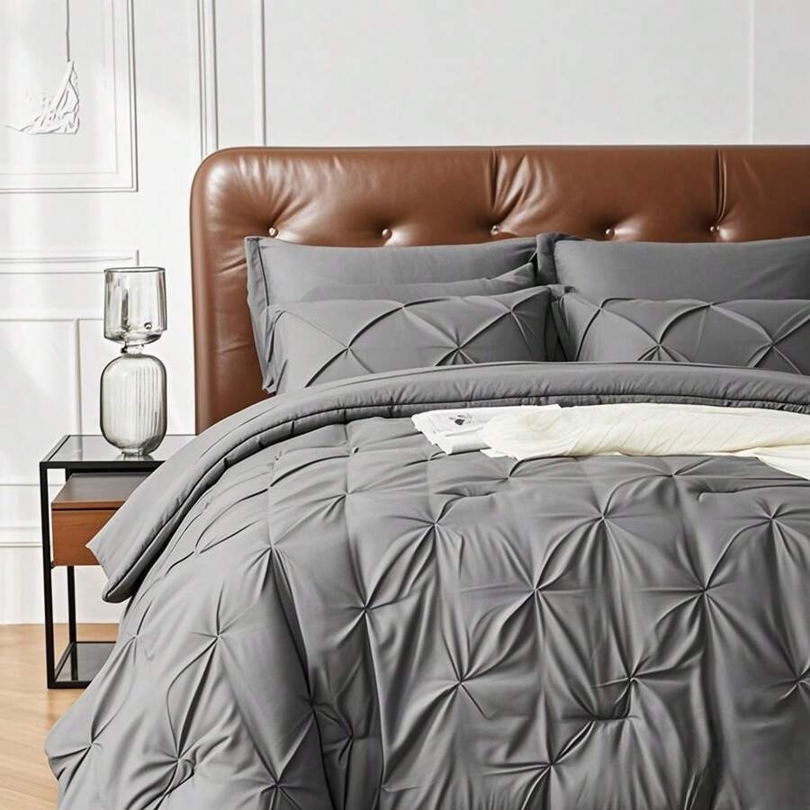 Soft And Breathable Bed In A Bag Set, A Great Gift For Christmas And Other Holidays, Soft And Durable Comforter Set, Twin/Full/Queen/King(7pieces),Ultimate Comfort For A Restful Night's Sleep - Màu xám đen - Xem 1