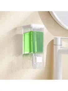 1pc Wall Mounted Soap Dispenser, Manual Push Style Hand Wash Liquid Soap Dispenser, Suitable For Hotels, Simple Transparent Commercial Lotion Container, Applicable For Home Bathroom, Hotel, Shopping Mall Kitchen Items Kitchen Accessories Kitchen Kitchen Tools - Clear - View 7